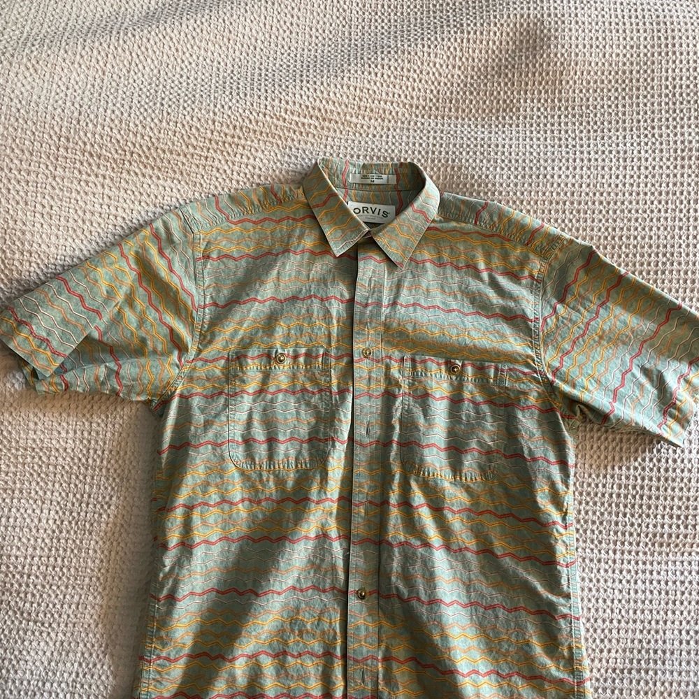 Orvis Green and Yellow Casual Button Down Shirt - Picture 3 of 3